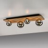 Just Light plafondlamp GERDA met houten lamellen en 4 rookkleurige kappen