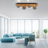 Just Light plafondlamp GERDA met houten lamellen en 4 rookkleurige kappen