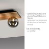 Just Light plafondlamp GERDA met houten lamellen en 4 rookkleurige kappen