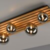 Just Light plafondlamp GERDA met houten lamellen en 4 rookkleurige kappen