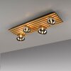 Just Light plafondlamp GERDA met houten lamellen en 4 rookkleurige kappen