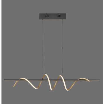 Leuchten Direkt LED-hanglamp Emanda, in messing, verstelbaar, 3000 Kelvin warmwit