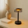Brilliant moderne LED-tafellamp Razor, warmwit 2700 Kelvin, ronde zwarte glazen kap
