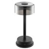 Brilliant moderne LED-tafellamp Razor, warmwit 2700 Kelvin, ronde zwarte glazen kap