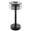 Brilliant moderne LED-tafellamp Razor, warmwit 2700 Kelvin, ronde zwarte glazen kap