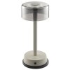 Brilliant LED tafellamp Razor met cilindervormige beige glazen kap, 2700 Kelvin warmwit, IP44