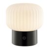 Brilliant LED Tafellamp Sarastro met RGB en geribbelde witte kap, 2700 Kelvin warmwit