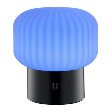 Brilliant LED Tafellamp Sarastro met RGB en geribbelde witte kap, 2700 Kelvin warmwit