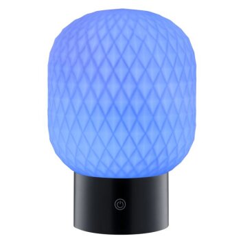 Brilliant RGB LED-tafellamp Sarastro, 2700 Kelvin warmwit, witte bol met ruitstructuur