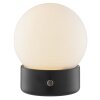 Brilliant LED bolvormige tafellamp Dori, witte glazen kap, 2700 Kelvin warmwit
