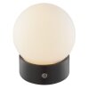 Brilliant LED bolvormige tafellamp Dori, witte glazen kap, 2700 Kelvin warmwit