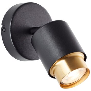 Brilliant Wandspot Covelo, cilindrische draaibare kop met gouden rand, 3000 Kelvin warmwit