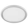 Brilliant moderne platte, ronde LED plafondlamp Carloz, 3000 kelvin warmwit, zilveren rand