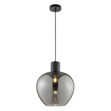 Brilliant Druppelvormige hanglamp Ligari, rookkleurige glazen kap, zichtbare E27-fitting