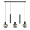 Brilliant lineaire hanglamp Ligari, rookglazen kappen, cilinders voor een keukeneiland