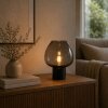 Brilliant Leuchten moderne tafellamp Ligari met druppelvormige rookglazen kap