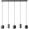 Brilliant Leuchten lineaire hanglamp Jane met 5 bruine cilindervormige metalen kappen
