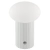 Brilliant LED tafellamp Venti, geribbelde voet, witte glazen bolkap, 3000 Kelvin warmwit