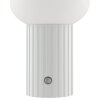 Brilliant LED tafellamp Venti, geribbelde voet, witte glazen bolkap, 3000 Kelvin warmwit