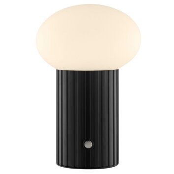 Brilliant Leuchten LED tafellamp Venti, geribbelde voet, witte kap, 3000 kelvin warmwit