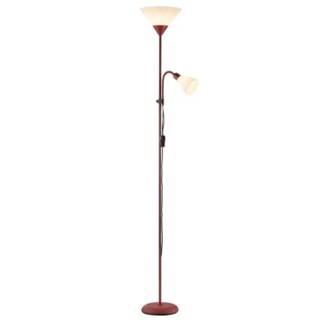 Brilliant moderne staande lamp Spari met uplighter en leesarm, rode voet, witte kappen