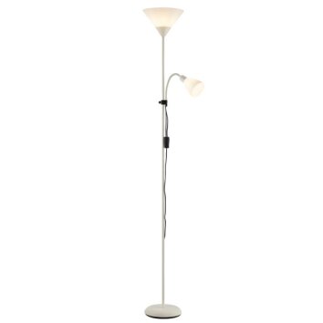 Brilliant, moderne beige staande lamp Spari met uplighter en gebogen leesarm