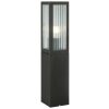 Brilliant Leuchten sokkellamp Getta met zwarte verticale ribbelglaspanelen, IP44