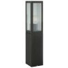Brilliant Leuchten sokkellamp Getta met zwarte verticale ribbelglaspanelen, IP44