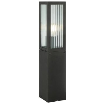 Brilliant Leuchten sokkellamp Getta met zwarte verticale ribbelglaspanelen, IP44
