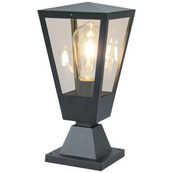 Brilliant Sokkellamp Westcliff met conische lantaarnvorm en helder glas, antraciet