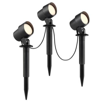 Brilliant LED-tuinprikspot Kamara, 3 grondpennen met kabel, 3000 Kelvin warmwit, IP44