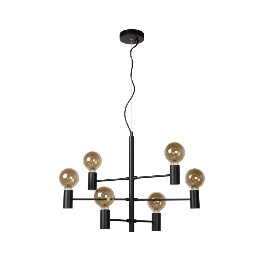 Lucide LEANNE Hanglamp Zwart, 6-lichts