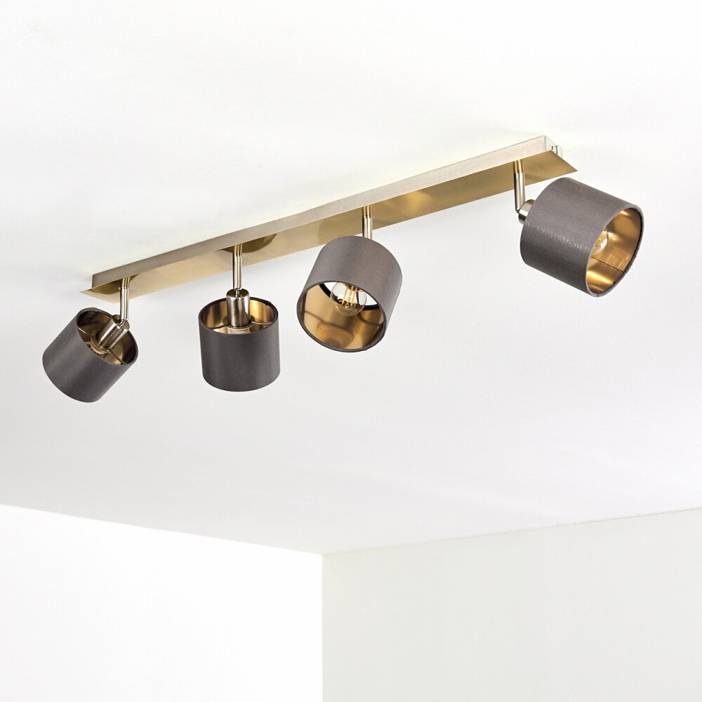 Tibro Plafondlamp Messing, Nikkel mat, 4-lichts