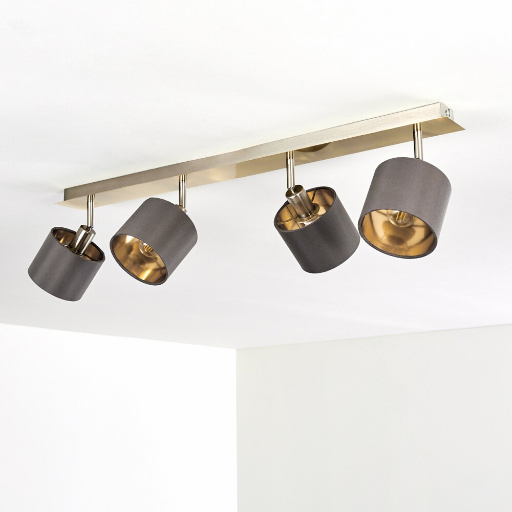 Tibro Plafondlamp Messing, Nikkel mat, 4-lichts