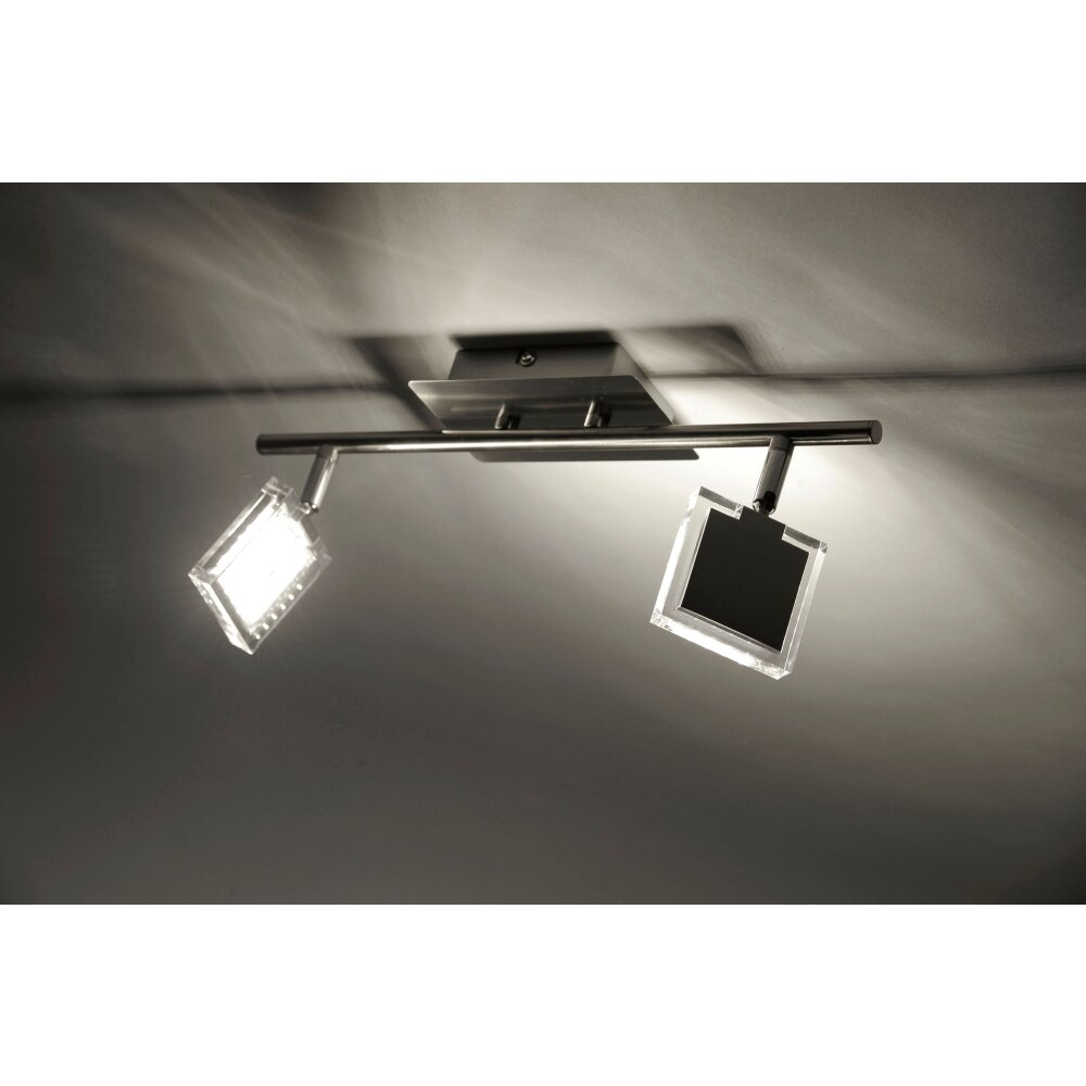 Leuchten-Direkt Tony Plafondlamp LED Chroom, Nikkel mat, 2-lichts