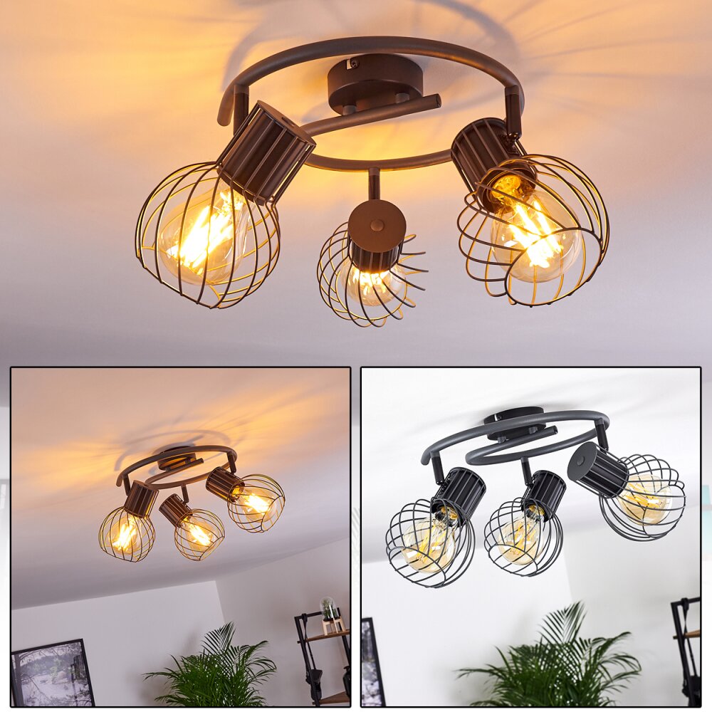 Kenia Plafondlamp Grijs, Zwart, 3-lichts main product photo