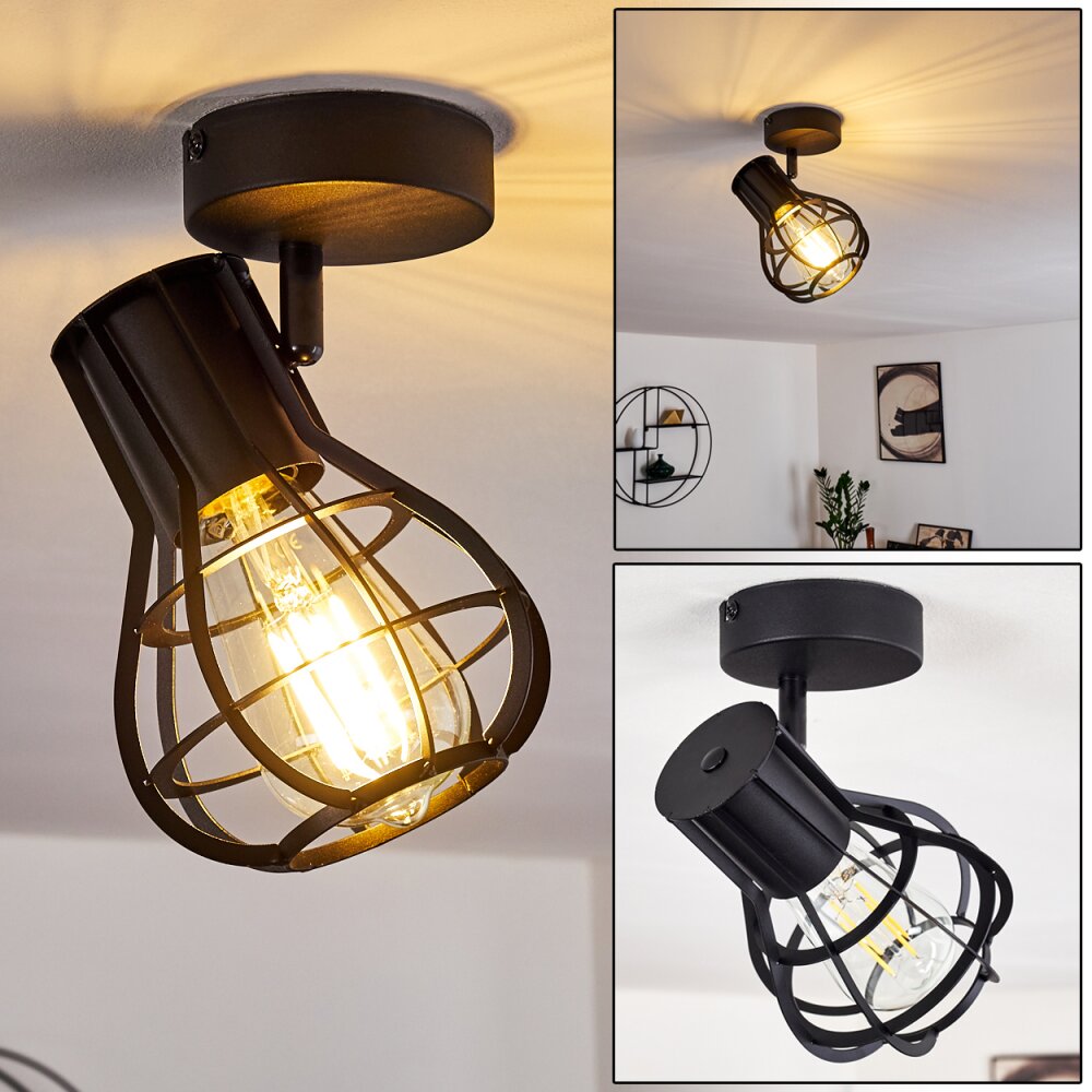 Gainesville Plafondlamp Zwart, 1-licht main product photo