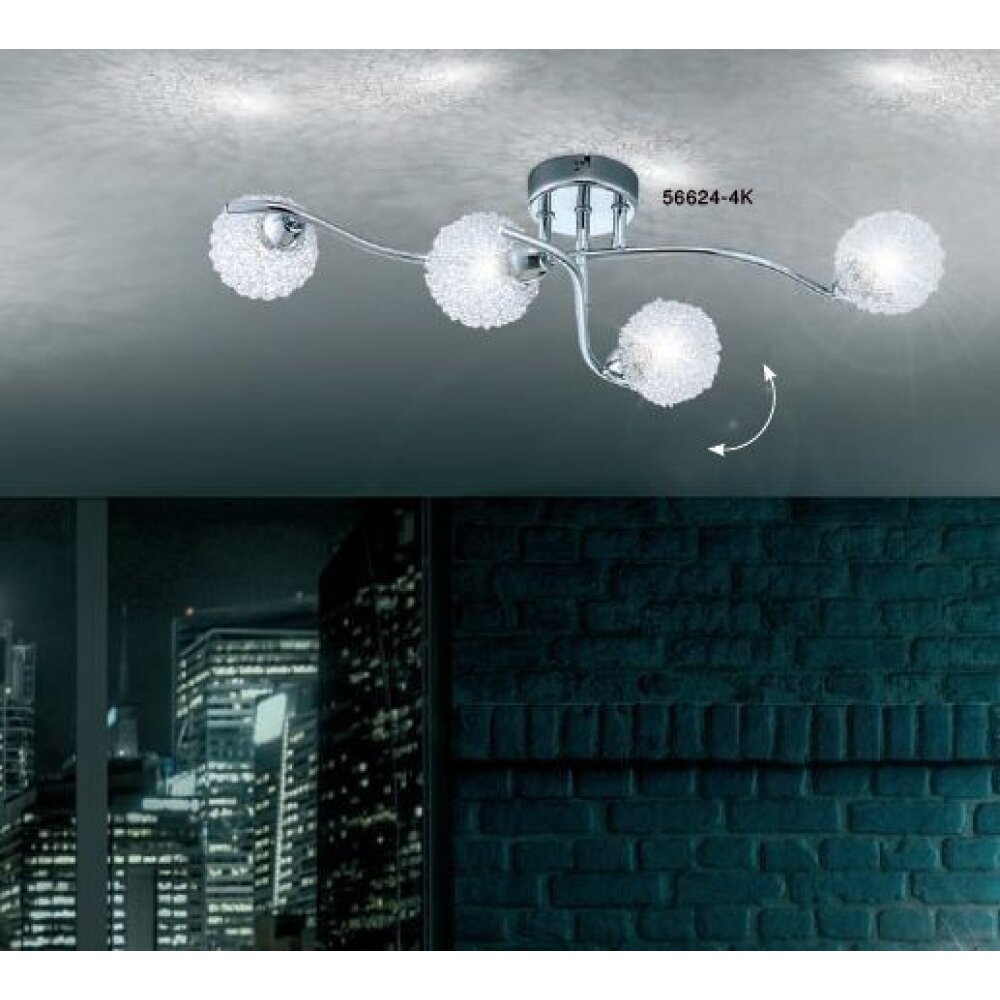 Globo ORINA Plafondlamp Chroom, Wit, 4-lichts main product photo