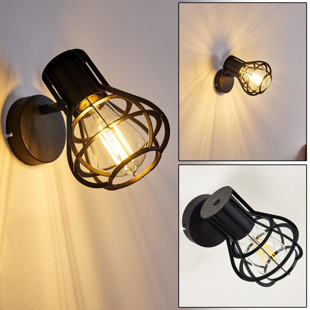 Gainesville Muurlamp Zwart, 1-licht main product photo