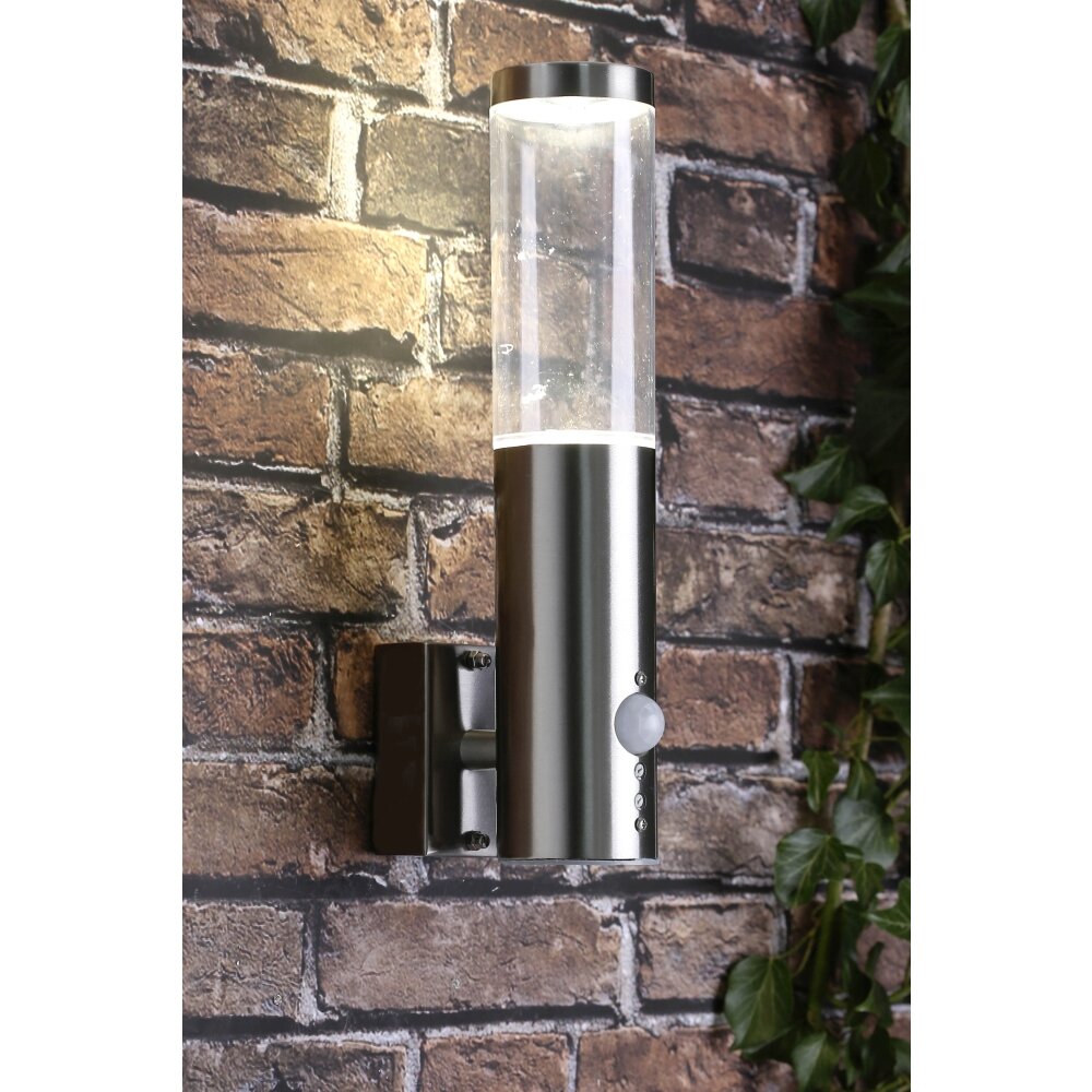 Brilliant Bergen Buiten muurverlichting LED roestvrij staal, 1-licht, Bewegingsmelder main product photo