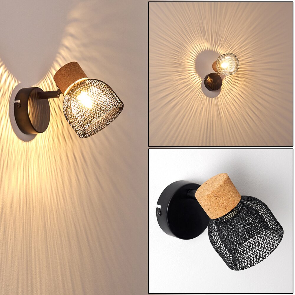 Grongroft Muurlamp Hout licht, Zwart, 1-licht main product photo