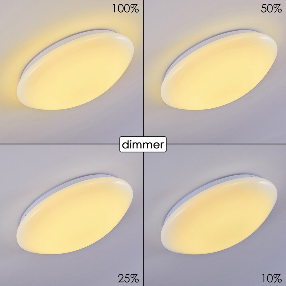 Brighton Plafondlamp LED Wit, 1-licht, Afstandsbediening, Kleurwisselaar