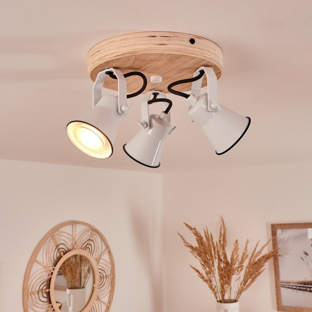 Skodsbol Plafondlamp Hout licht, Wit, 3-lichts main product photo