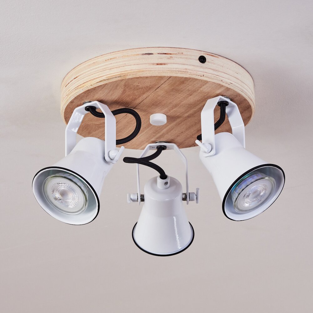 Skodsbol Plafondlamp Hout licht, Wit, 3-lichts