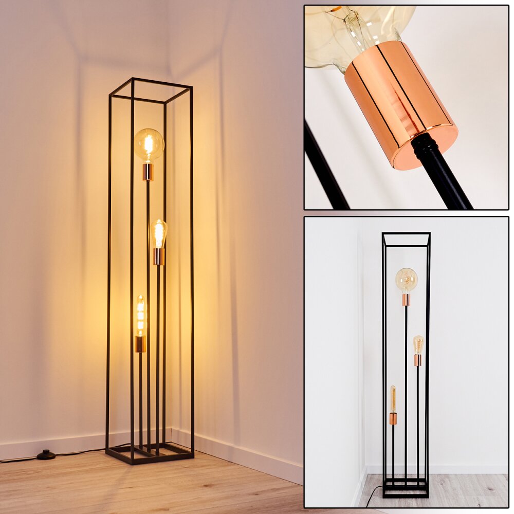 Yuhigaoka Staande lamp Koperkleurig, Zwart, 3-lichts main product photo