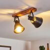 Berkeley Plafondlamp Hout donker, Zwart, 2-lichts