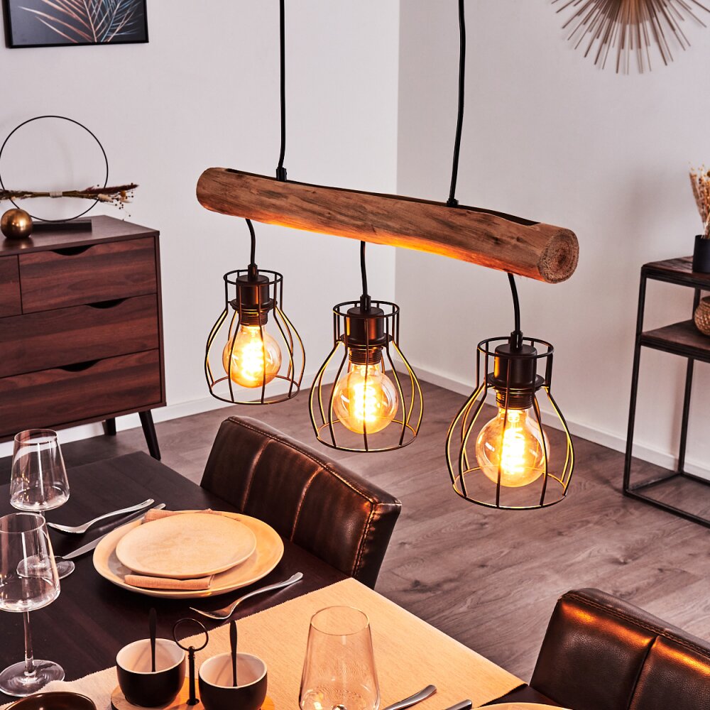 Gondo Hanglamp Bruin, Zwart, 3-lichts main product photo