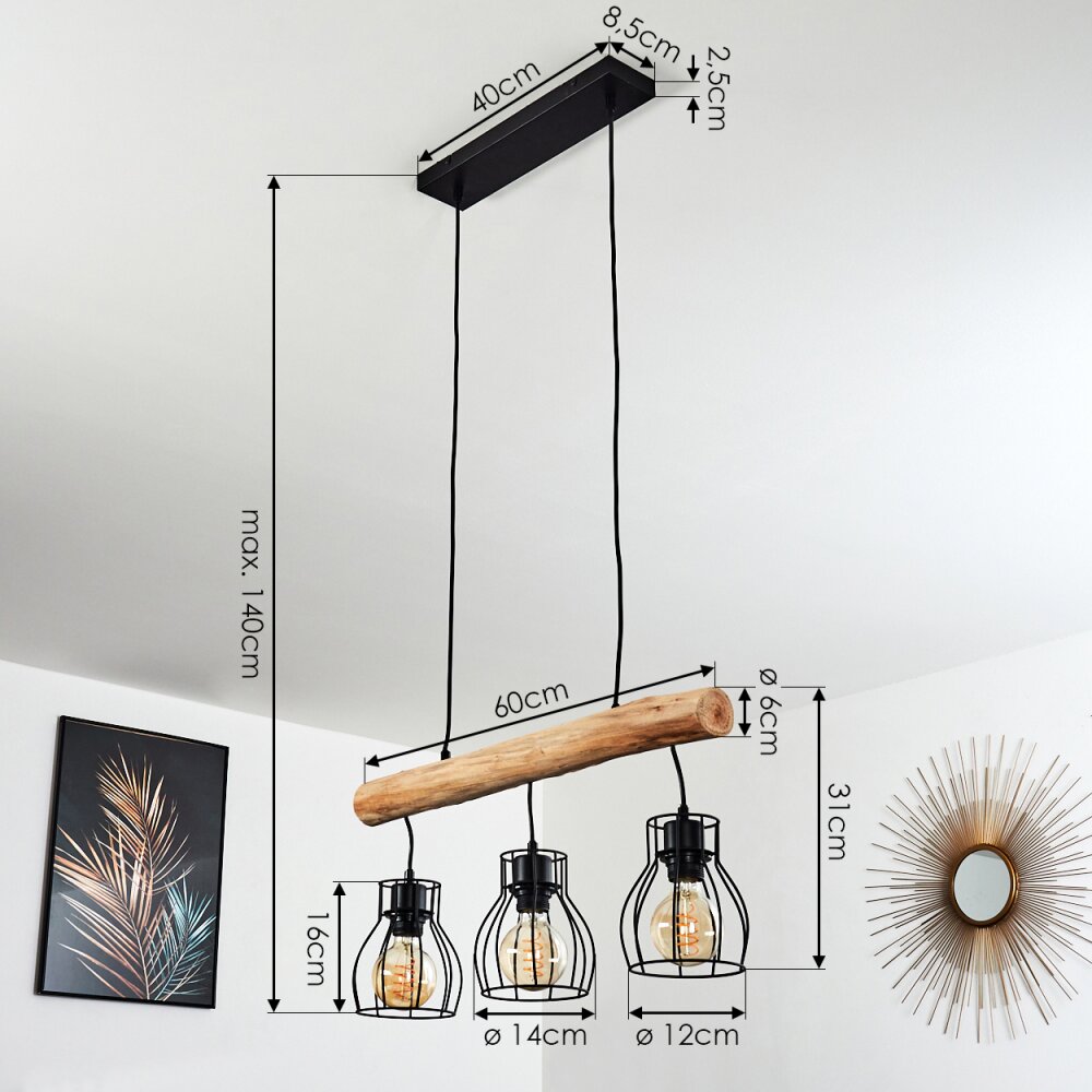 Gondo Hanglamp Bruin, Zwart, 3-lichts