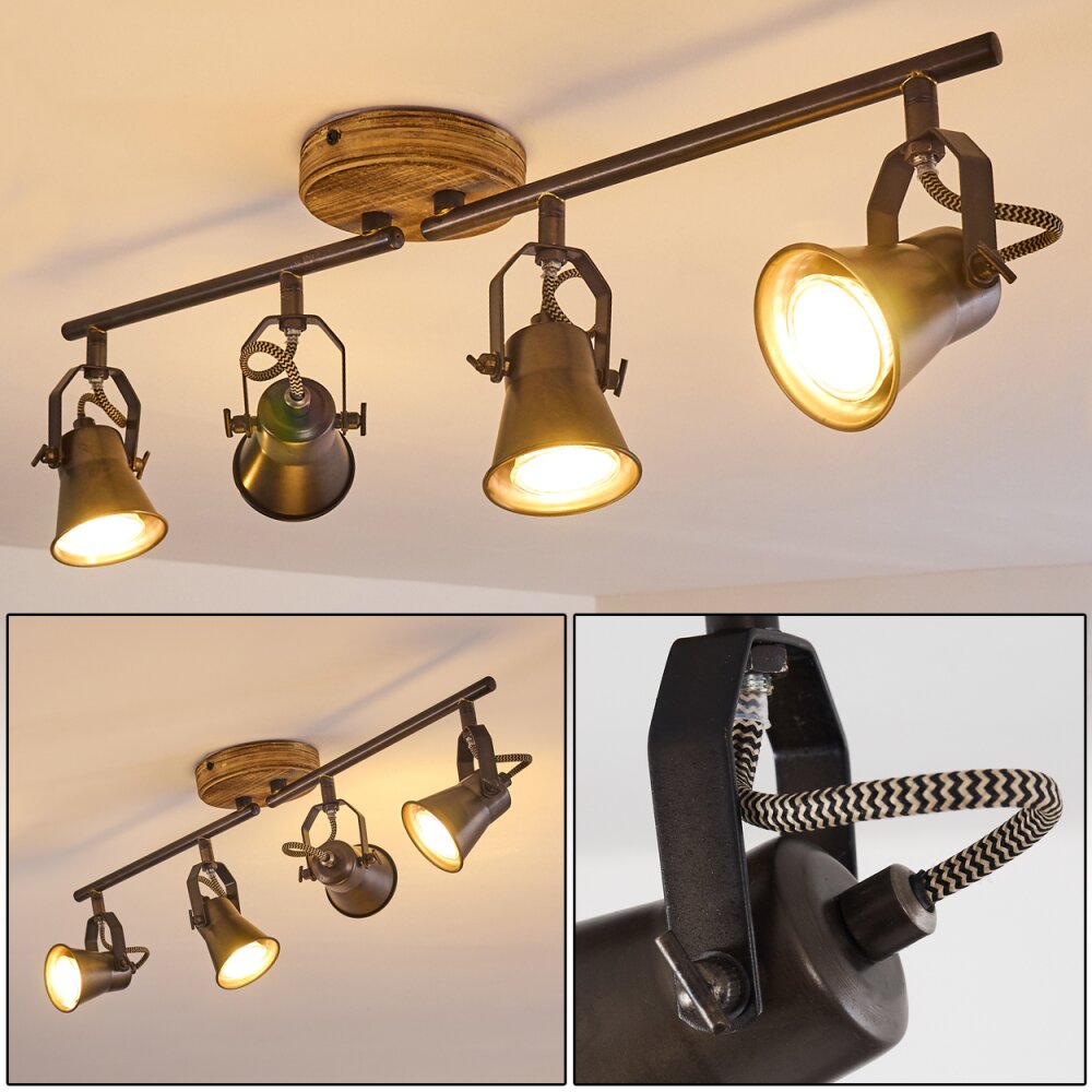 Skodsbol Plafondlamp Grijs, lichtbruin, Staal geborsteld, 4-lichts main product photo