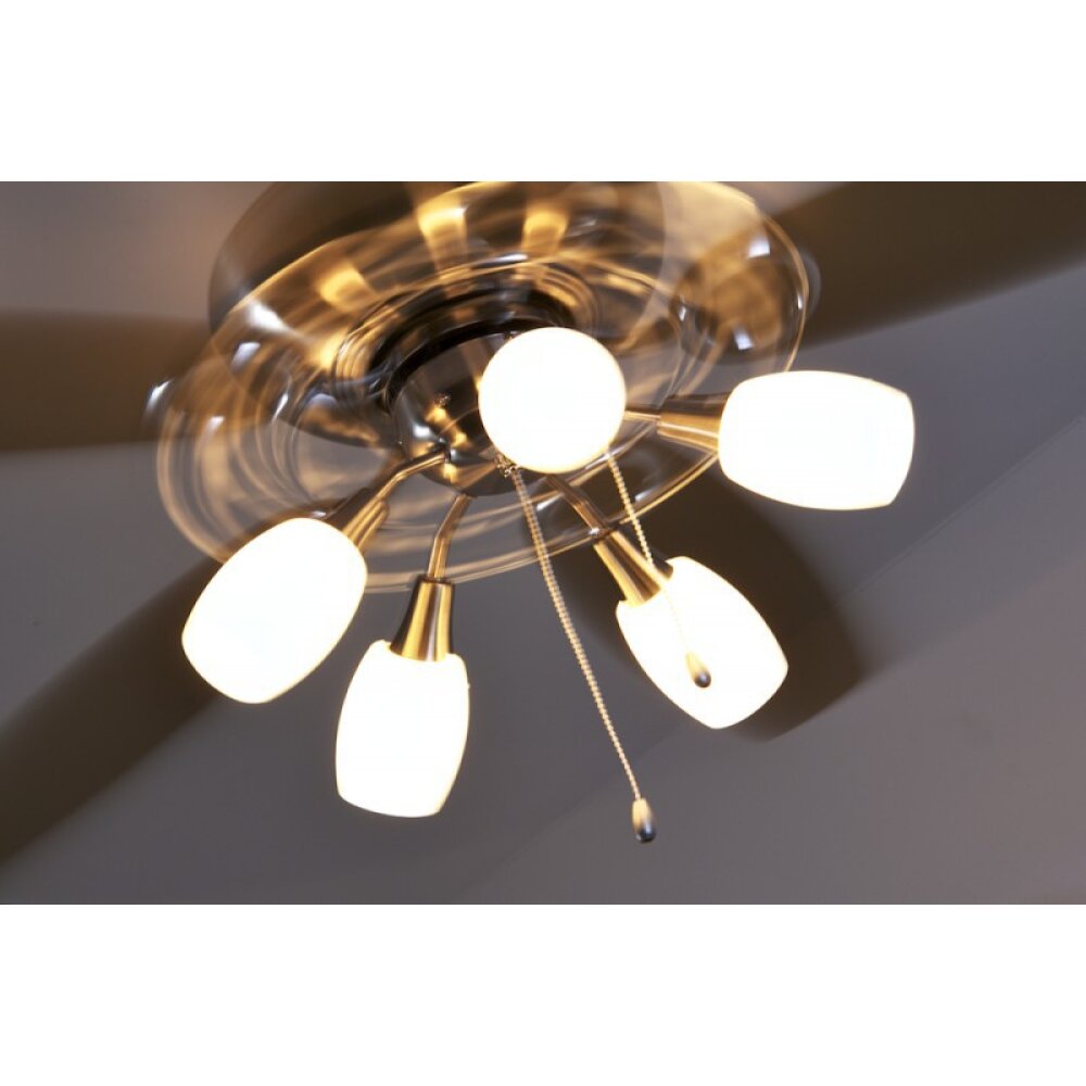 Globo JERRY Ventilator Chroom, roestvrij staal, Nikkel mat, 5-lichts